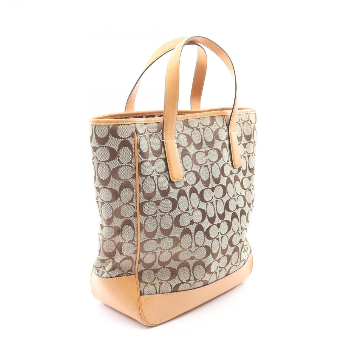 COACH Coach Signature Tote Hand Bag 6093 Canvas Leather Beige Brown Used Women image 2