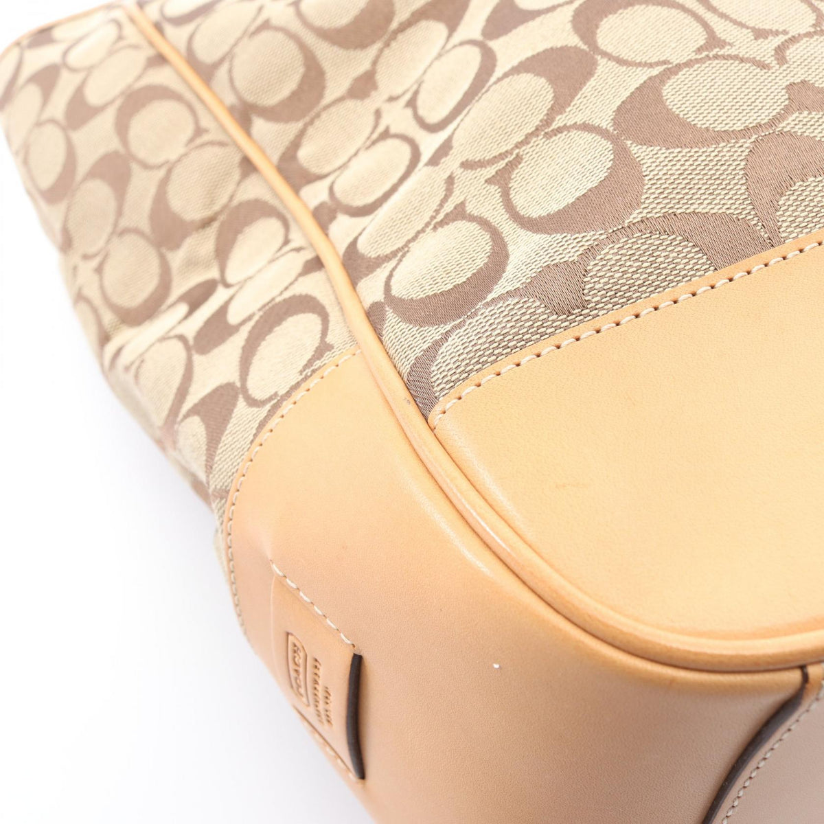 COACH Coach Signature Tote Hand Bag 6093 Canvas Leather Beige Brown Used Women image 7