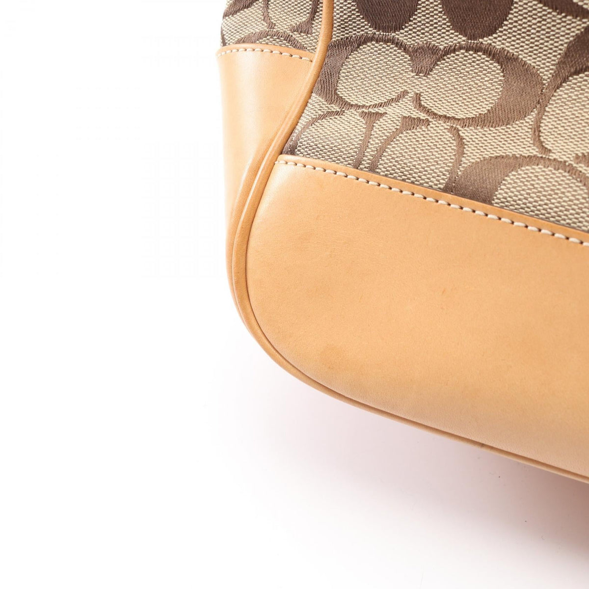 COACH Coach Signature Tote Hand Bag 6093 Canvas Leather Beige Brown Used Women image 8
