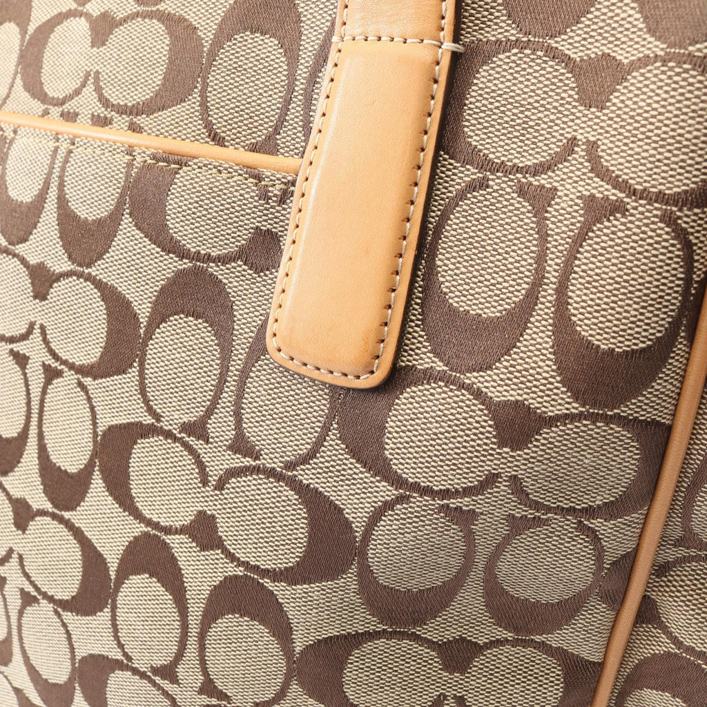 COACH Coach Signature Tote Hand Bag 6093 Canvas Leather Beige Brown Used Women image 9