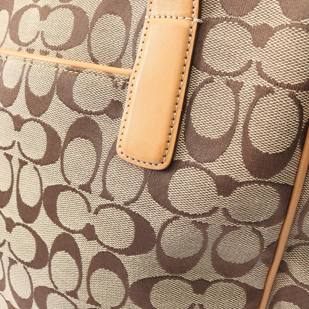 COACH Coach Signature Tote Hand Bag 6093 Canvas Leather Beige Brown Used Women image 9