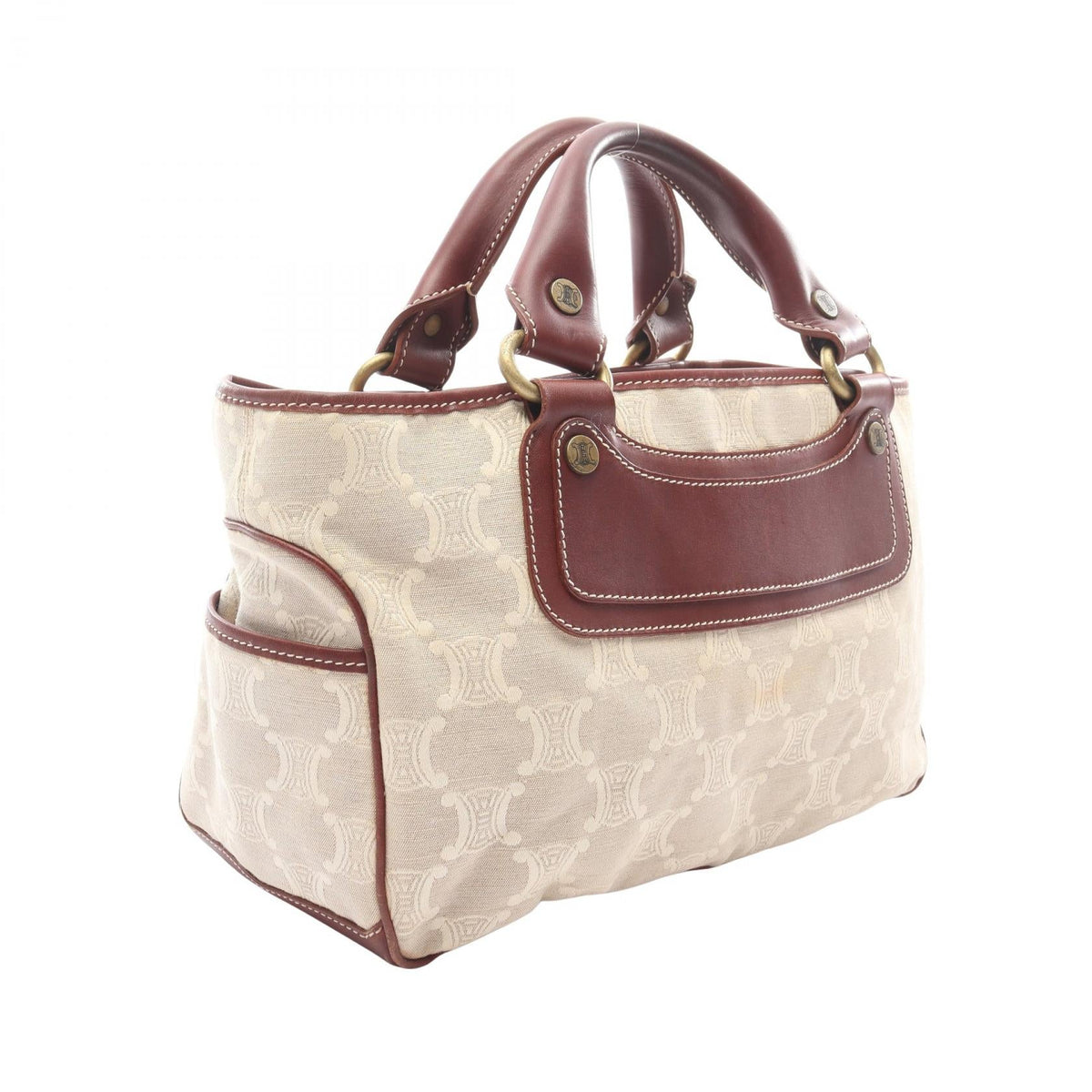 CELINE Celine Boogie Paris Macadam Handbag Canvas Leather Beige Brown Used Women image 2