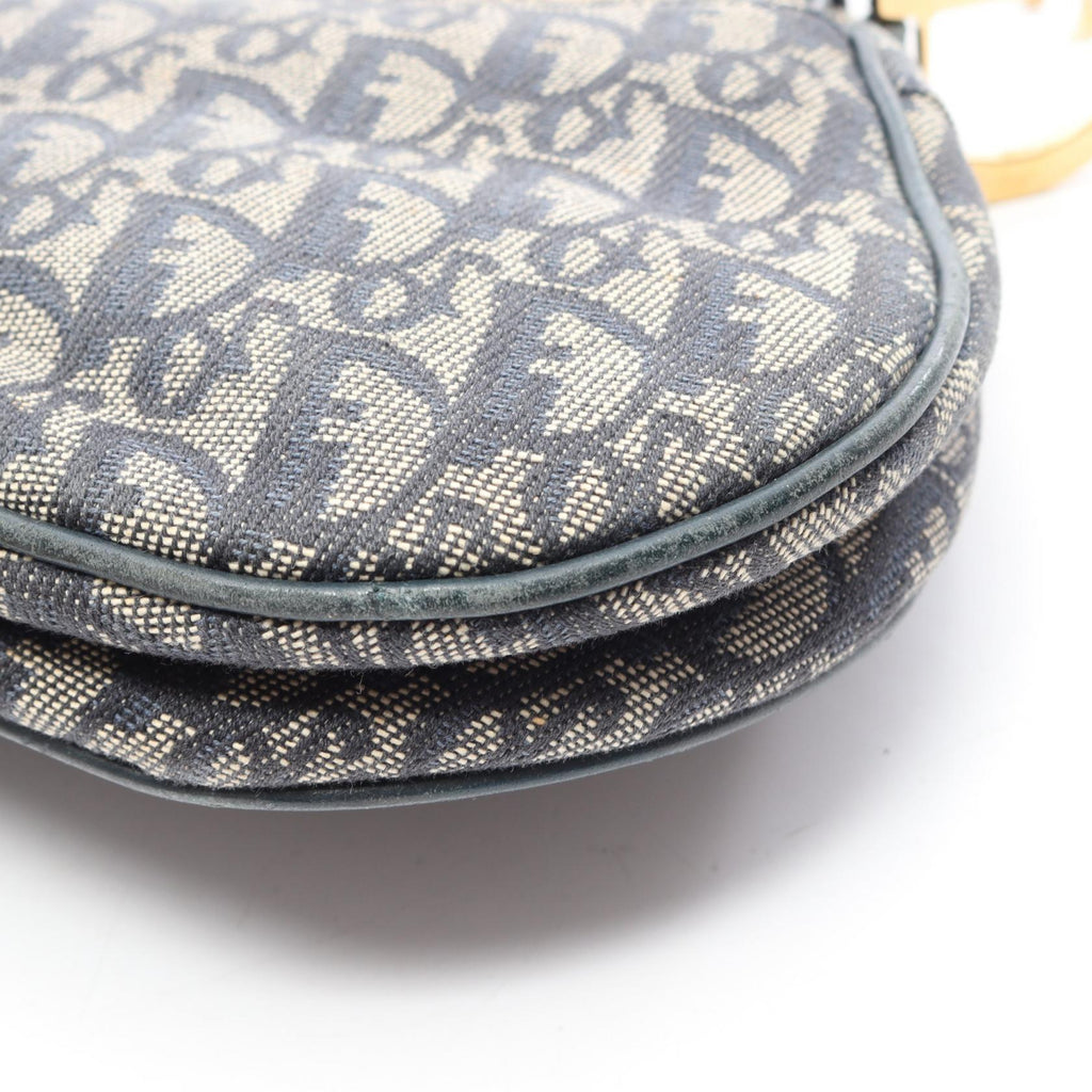 DIOR Dior Saddle Bag Trotter Handbag Gray/Navy Canvas×leather image 11