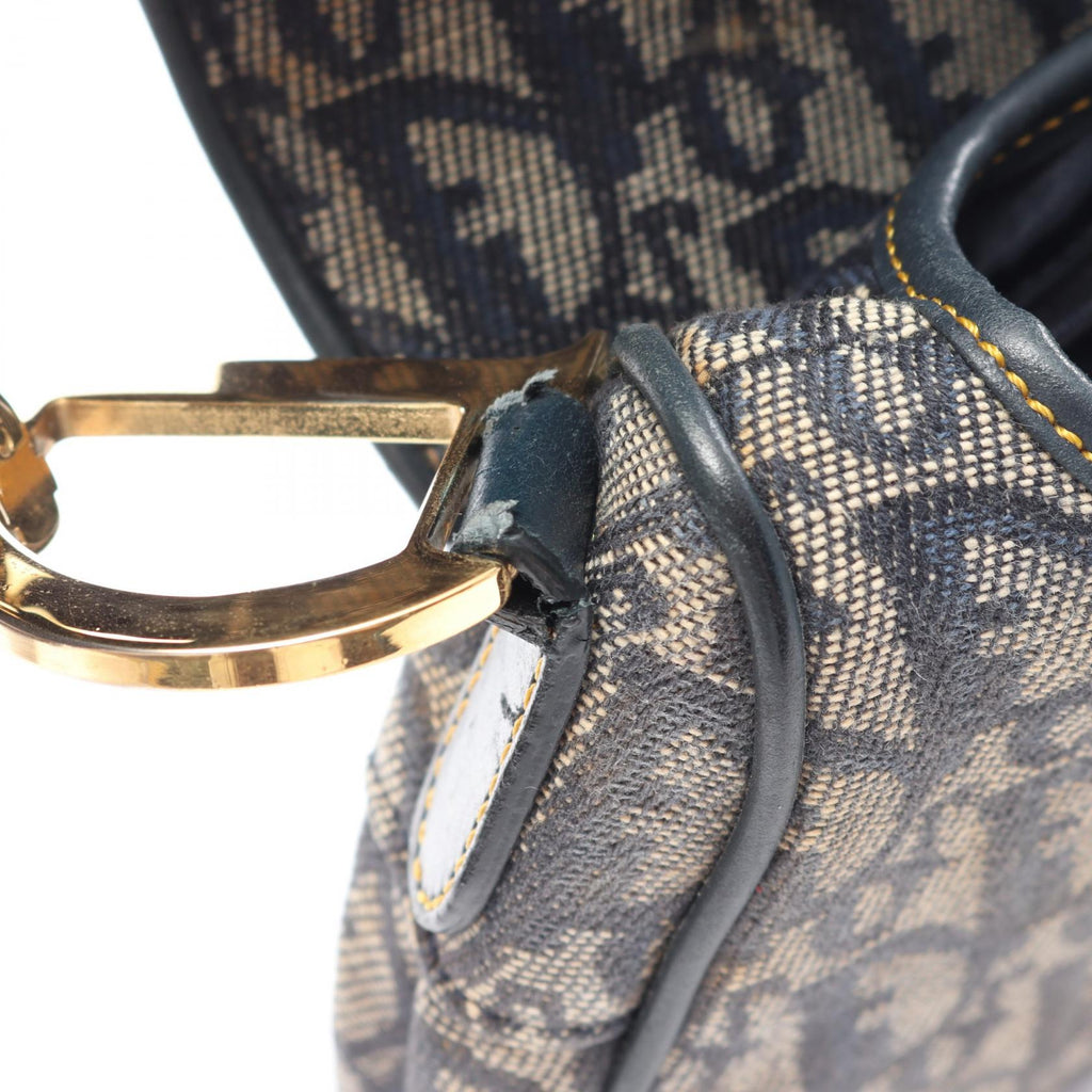 DIOR Dior Saddle Bag Trotter Handbag Gray/Navy Canvas×leather image 5