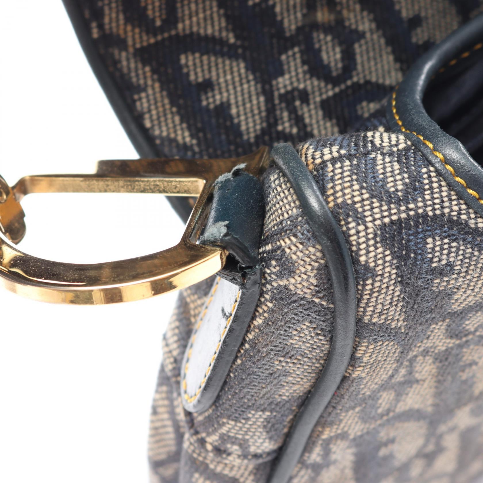 DIOR Dior Saddle Bag Trotter Handbag Gray/Navy Canvas×leather image 5