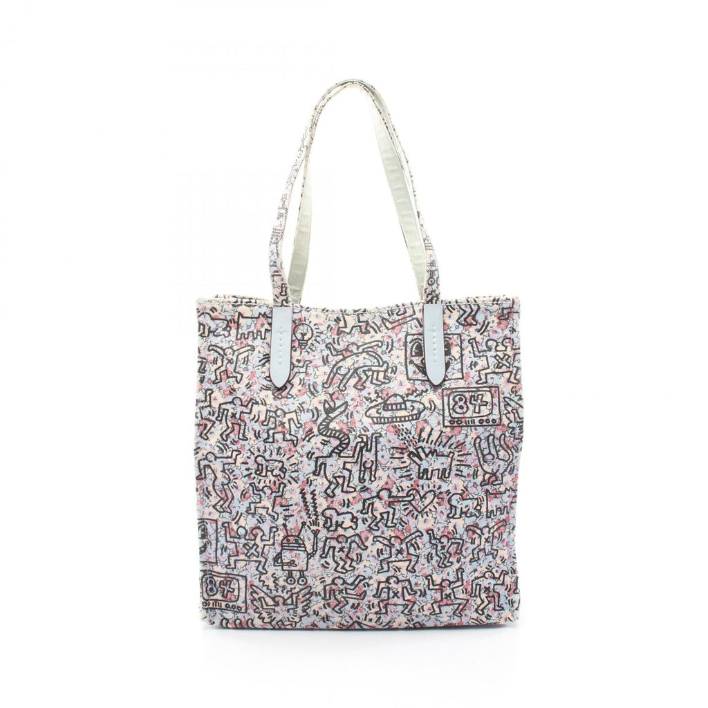 COACH Coach × Keith Haring Shoulder Tote Bag 28651 Canvas Leather Blue Used Women image 1