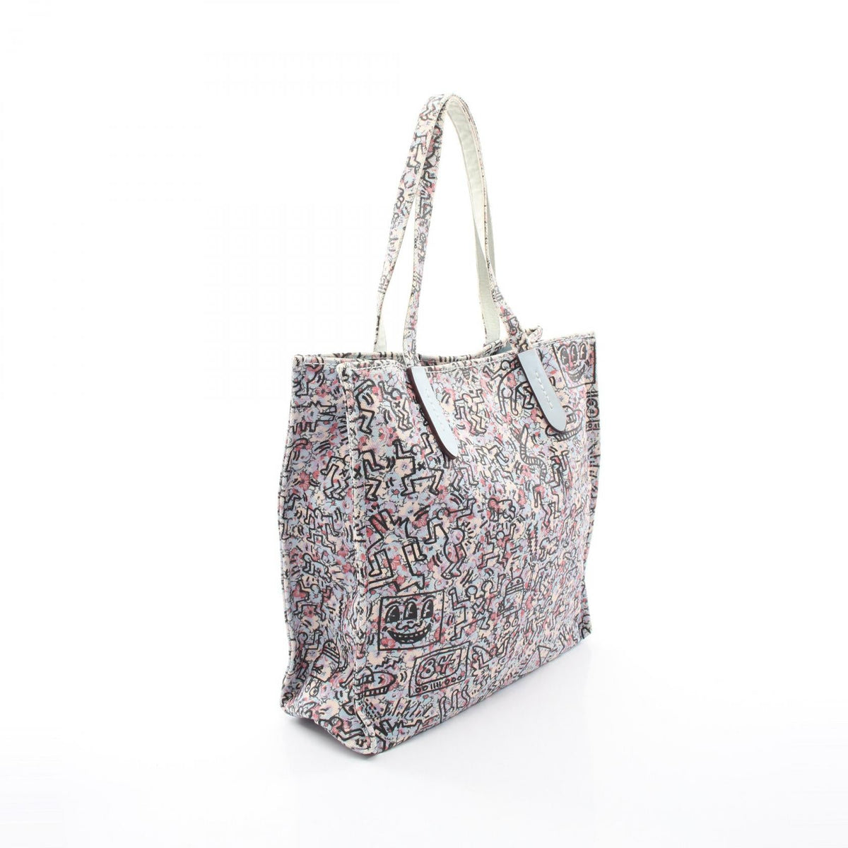 COACH Coach × Keith Haring Shoulder Tote Bag 28651 Canvas Leather Blue Used Women image 2