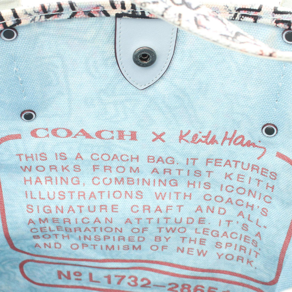 COACH Coach × Keith Haring Shoulder Tote Bag 28651 Canvas Leather Blue Used Women image 4