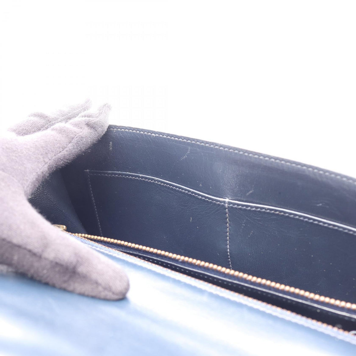 HERMES Hermes Vintage Tassel Crossbody Shoulder Bag Box Calf Leather Blue Indigo Used L image 10