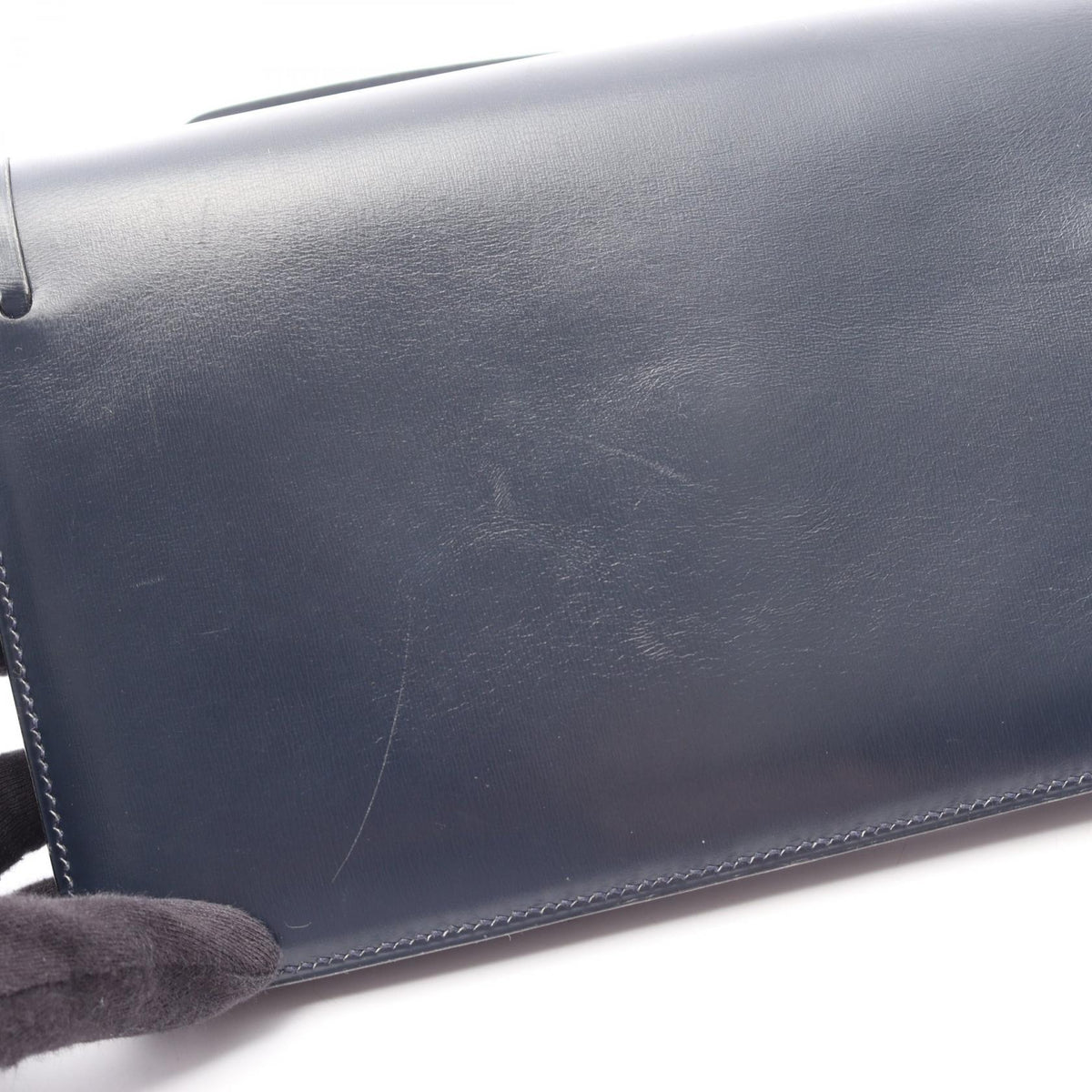 HERMES Hermes Vintage Tassel Crossbody Shoulder Bag Box Calf Leather Blue Indigo Used L image 13