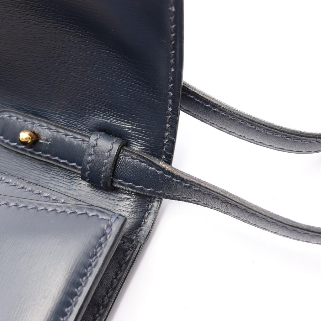 HERMES Hermes Vintage Tassel Crossbody Shoulder Bag Box Calf Leather Blue Indigo Used L image 15