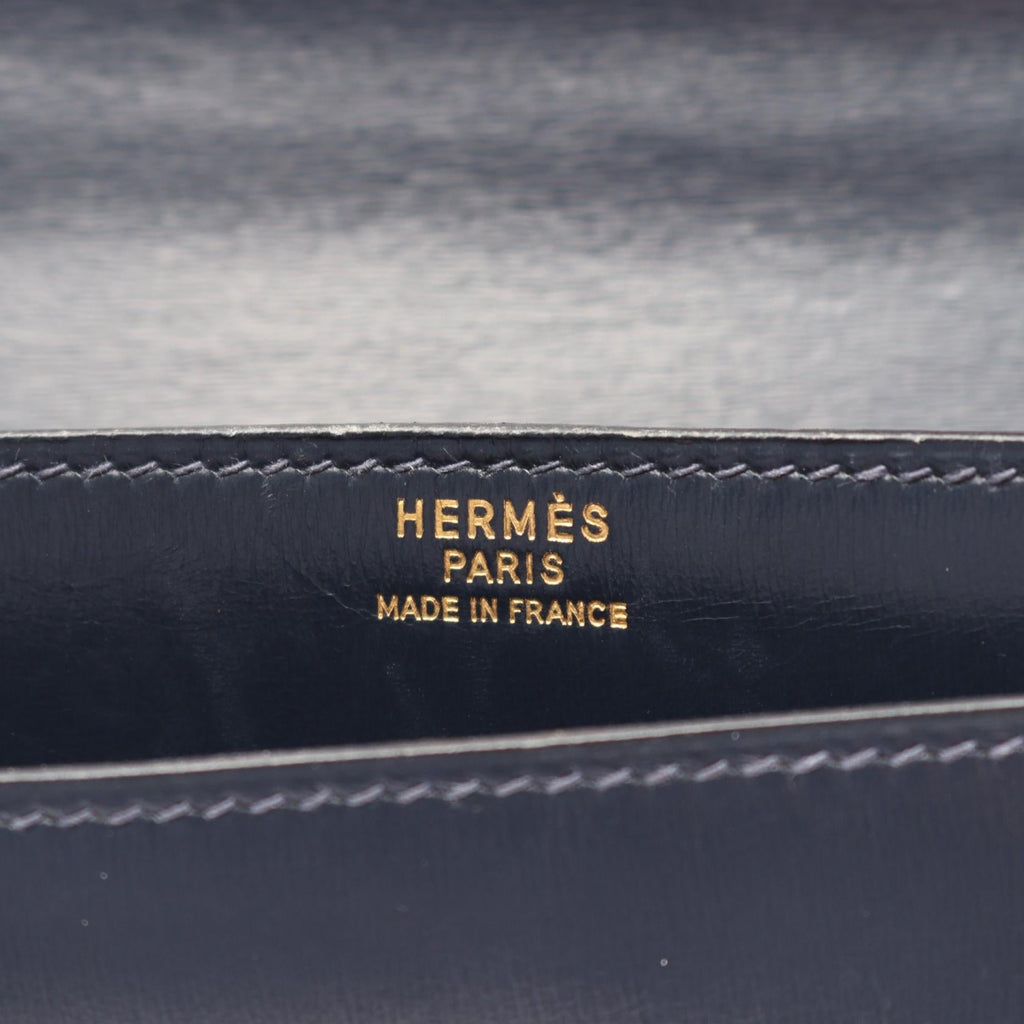 HERMES Hermes Vintage Tassel Crossbody Shoulder Bag Box Calf Leather Blue Indigo Used L image 4