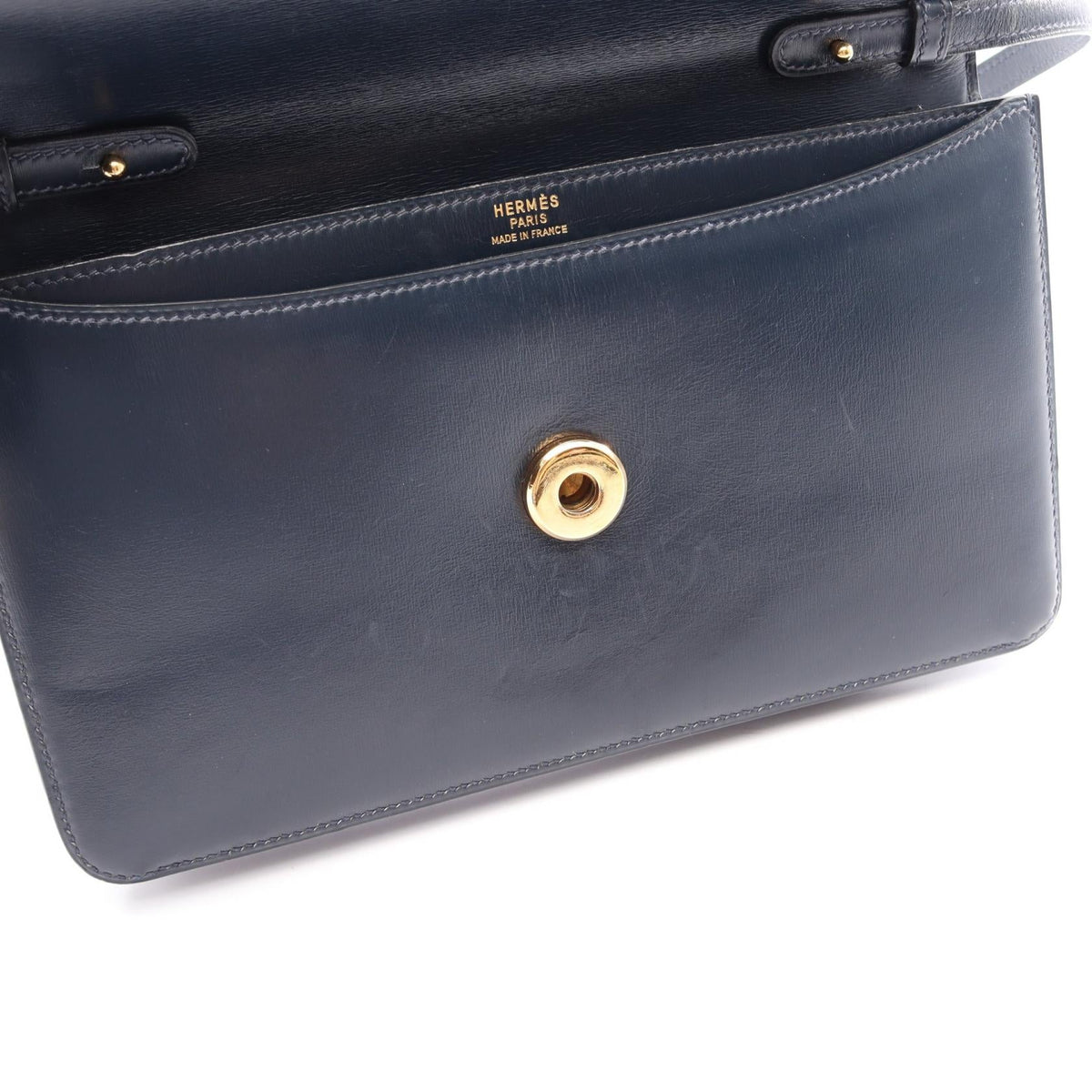 HERMES Hermes Vintage Tassel Crossbody Shoulder Bag Box Calf Leather Blue Indigo Used L image 6