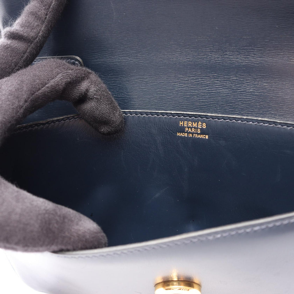HERMES Hermes Vintage Tassel Crossbody Shoulder Bag Box Calf Leather Blue Indigo Used L image 7