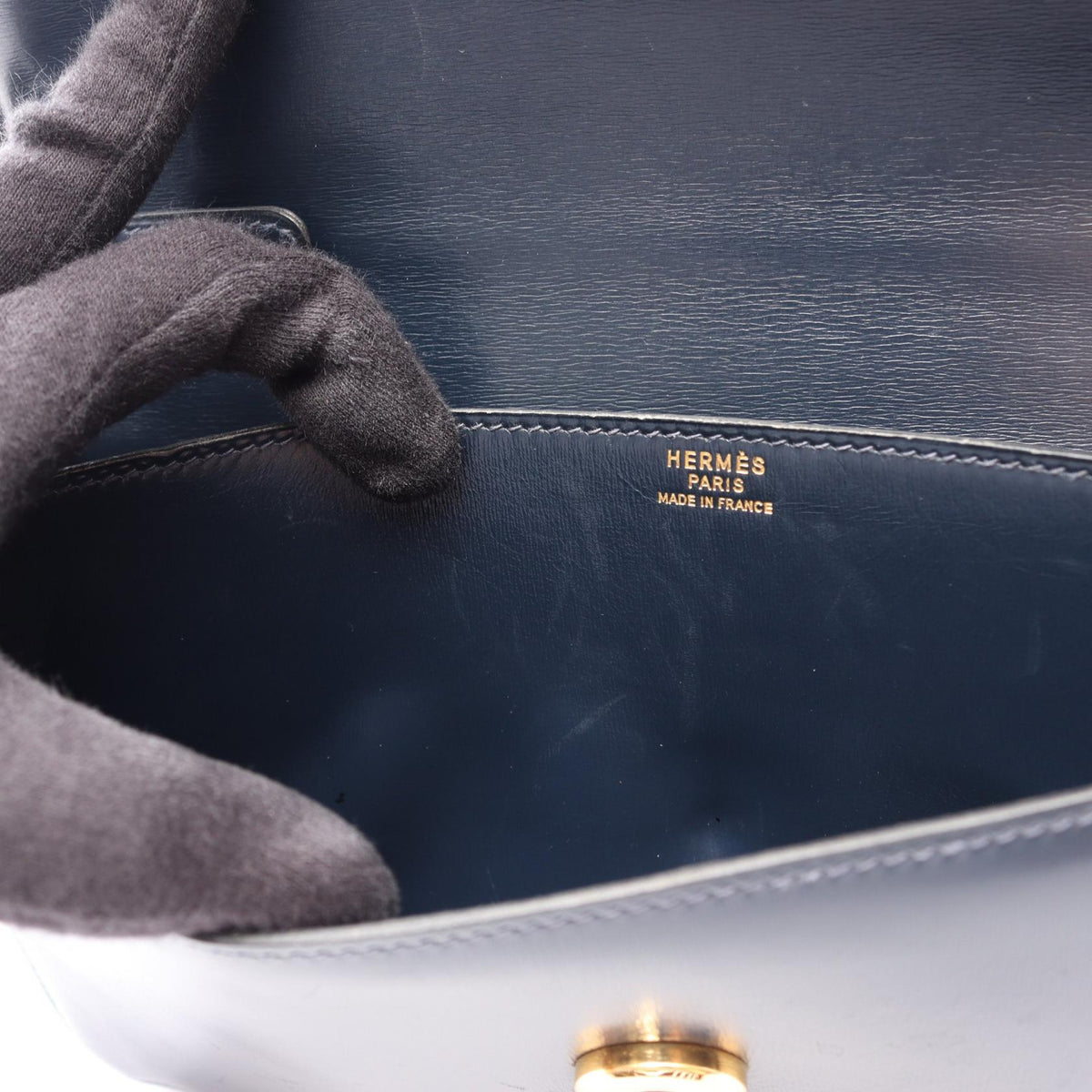 HERMES Hermes Vintage Tassel Crossbody Shoulder Bag Box Calf Leather Blue Indigo Used L image 7