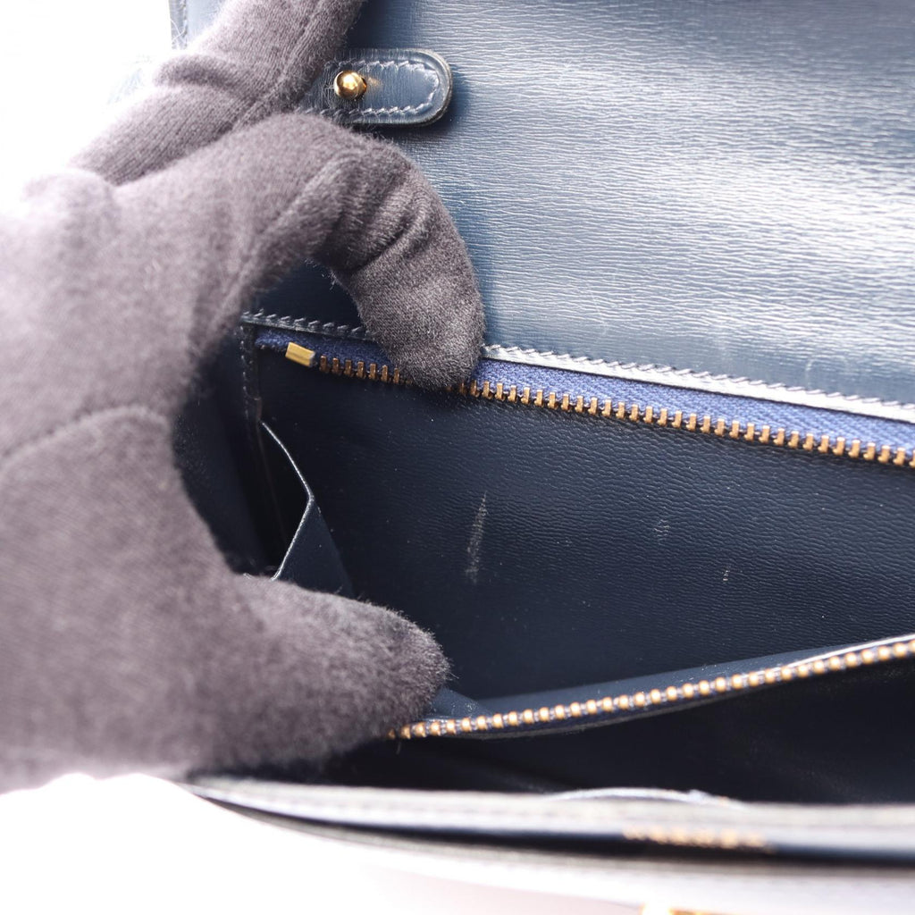 HERMES Hermes Vintage Tassel Crossbody Shoulder Bag Box Calf Leather Blue Indigo Used L image 8