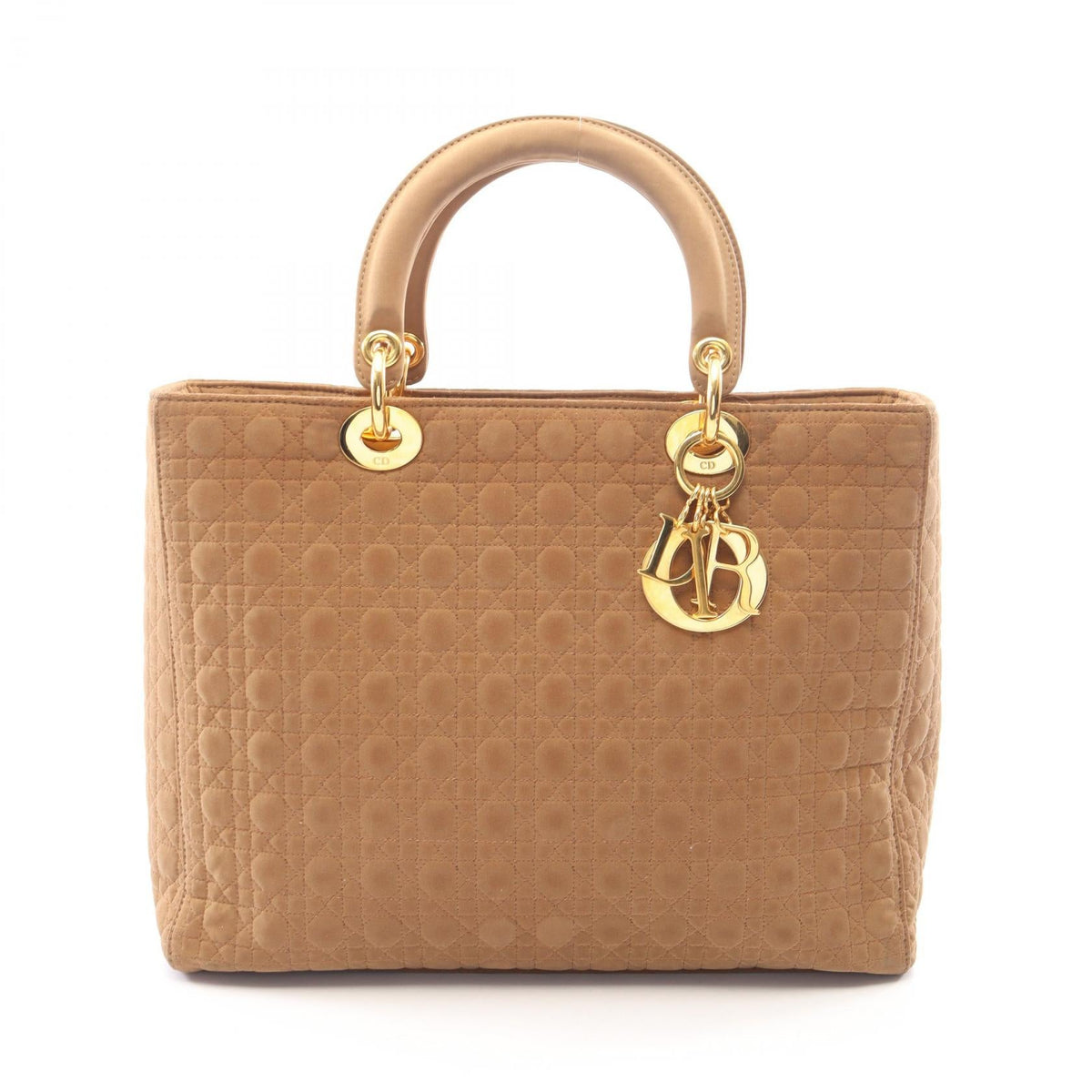 DIOR Christian Dior Lady Dior Large Cannage Tote Hand Bag Nylon Beige Used Women image 1