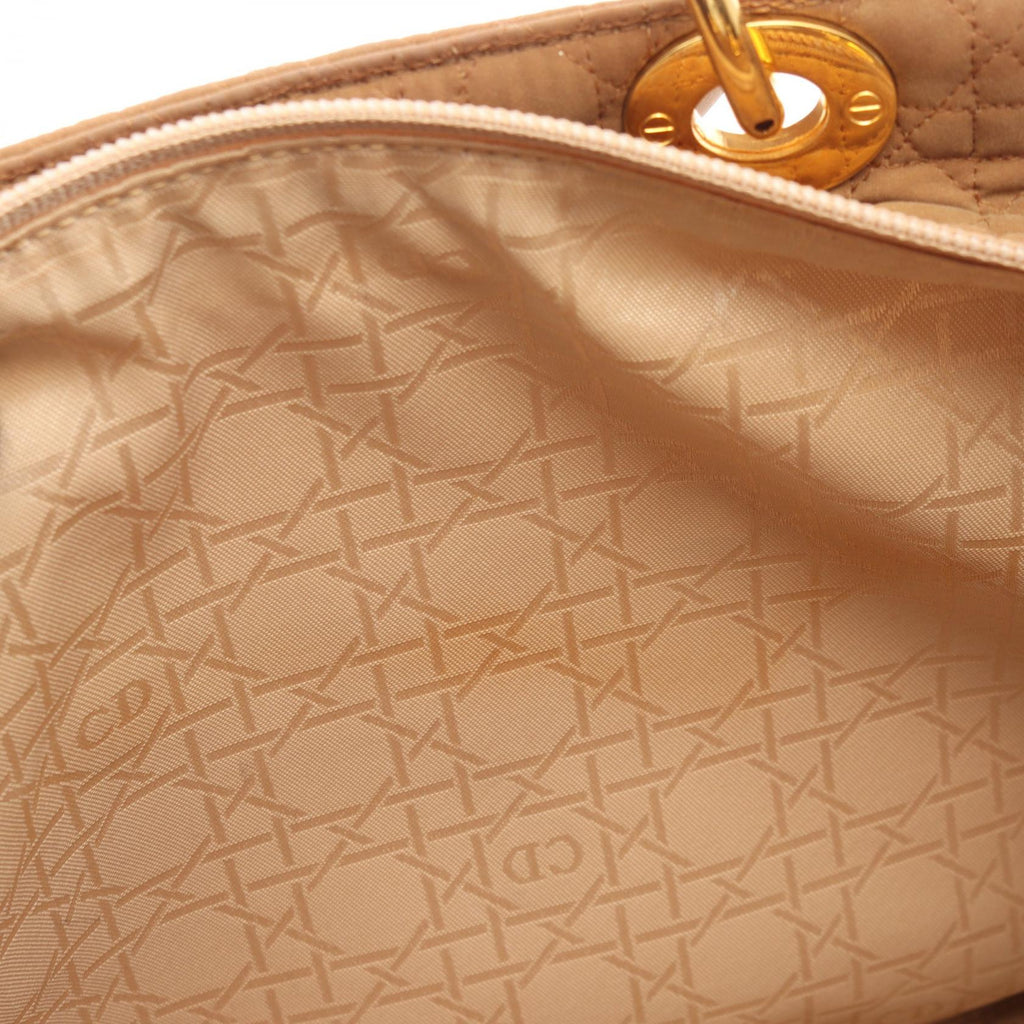 DIOR Christian Dior Lady Dior Large Cannage Tote Hand Bag Nylon Beige Used Women image 12