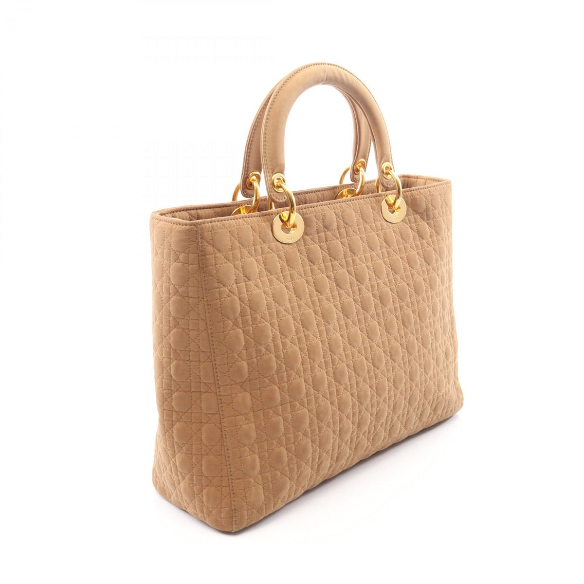 DIOR Christian Dior Lady Dior Large Cannage Tote Hand Bag Nylon Beige Used Women image 2