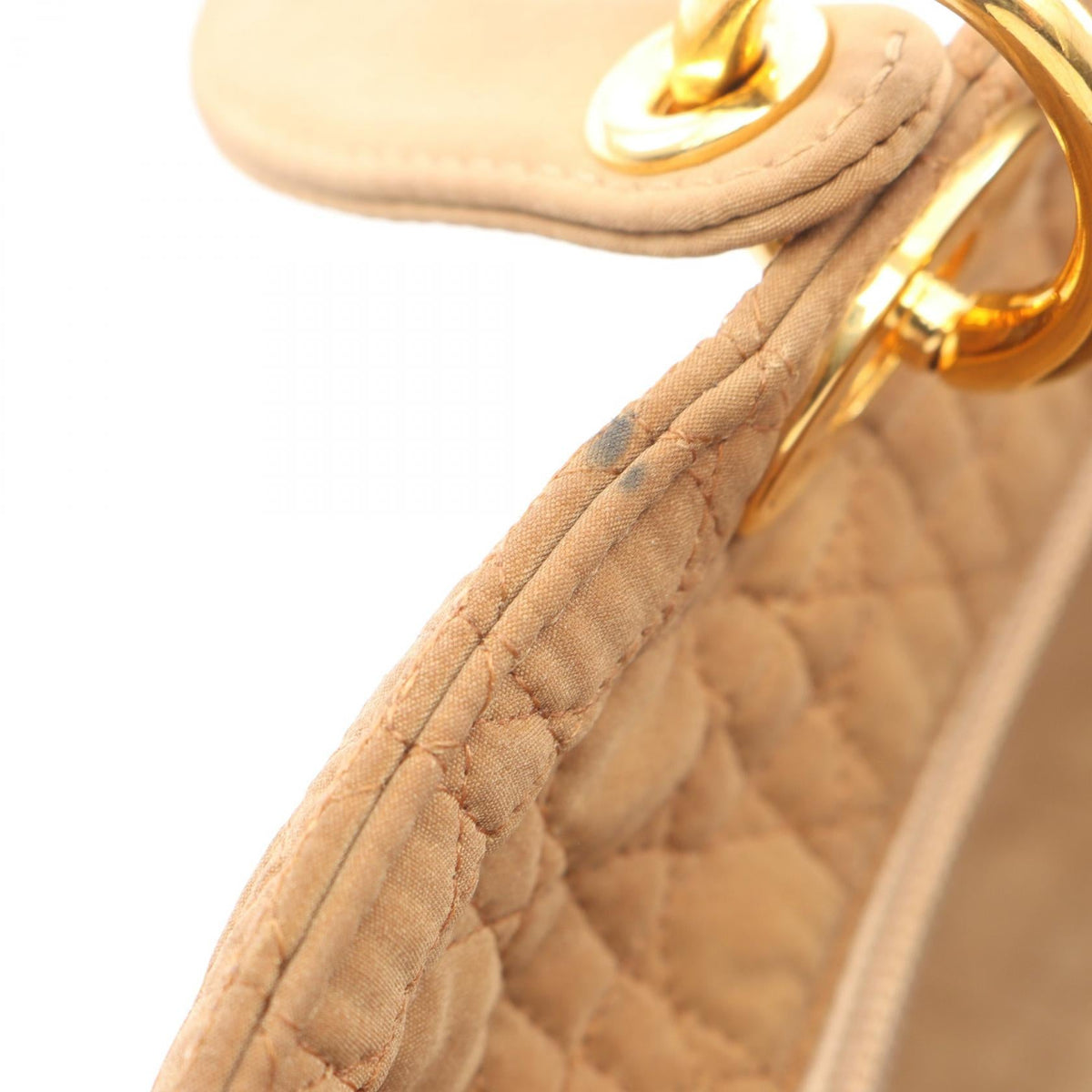 DIOR Christian Dior Lady Dior Large Cannage Tote Hand Bag Nylon Beige Used Women image 5
