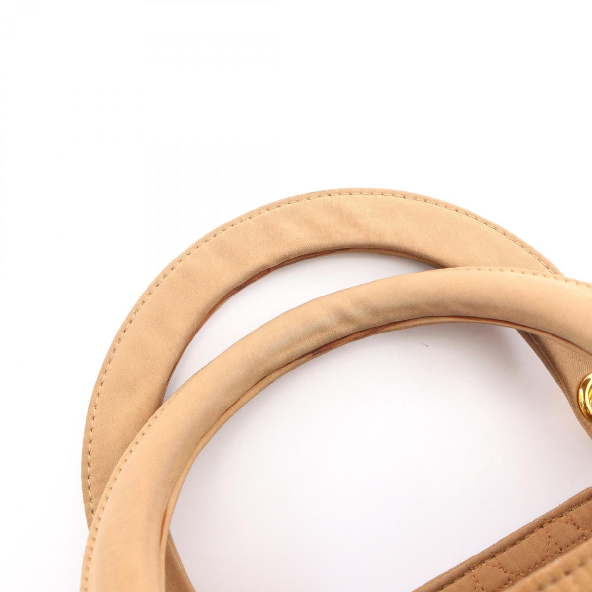 DIOR Christian Dior Lady Dior Large Cannage Tote Hand Bag Nylon Beige Used Women image 6