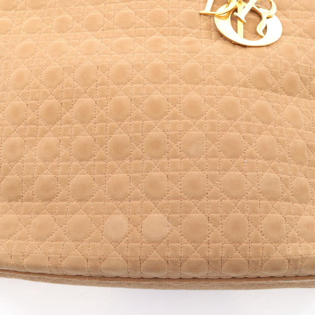DIOR Christian Dior Lady Dior Large Cannage Tote Hand Bag Nylon Beige Used Women image 7