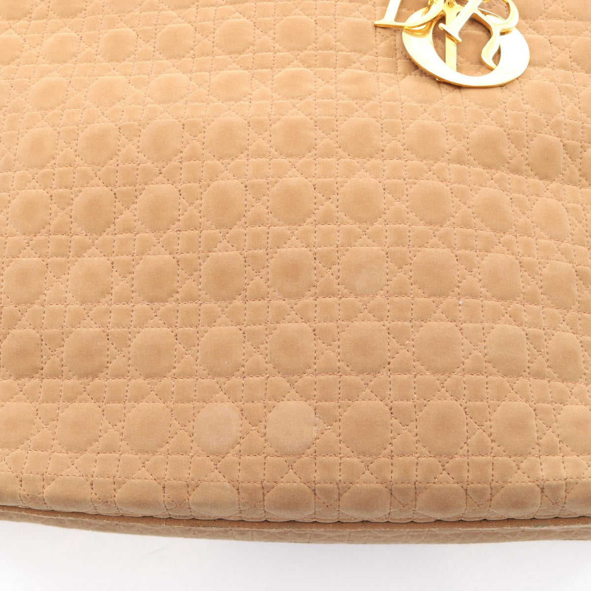 DIOR Christian Dior Lady Dior Large Cannage Tote Hand Bag Nylon Beige Used Women image 7
