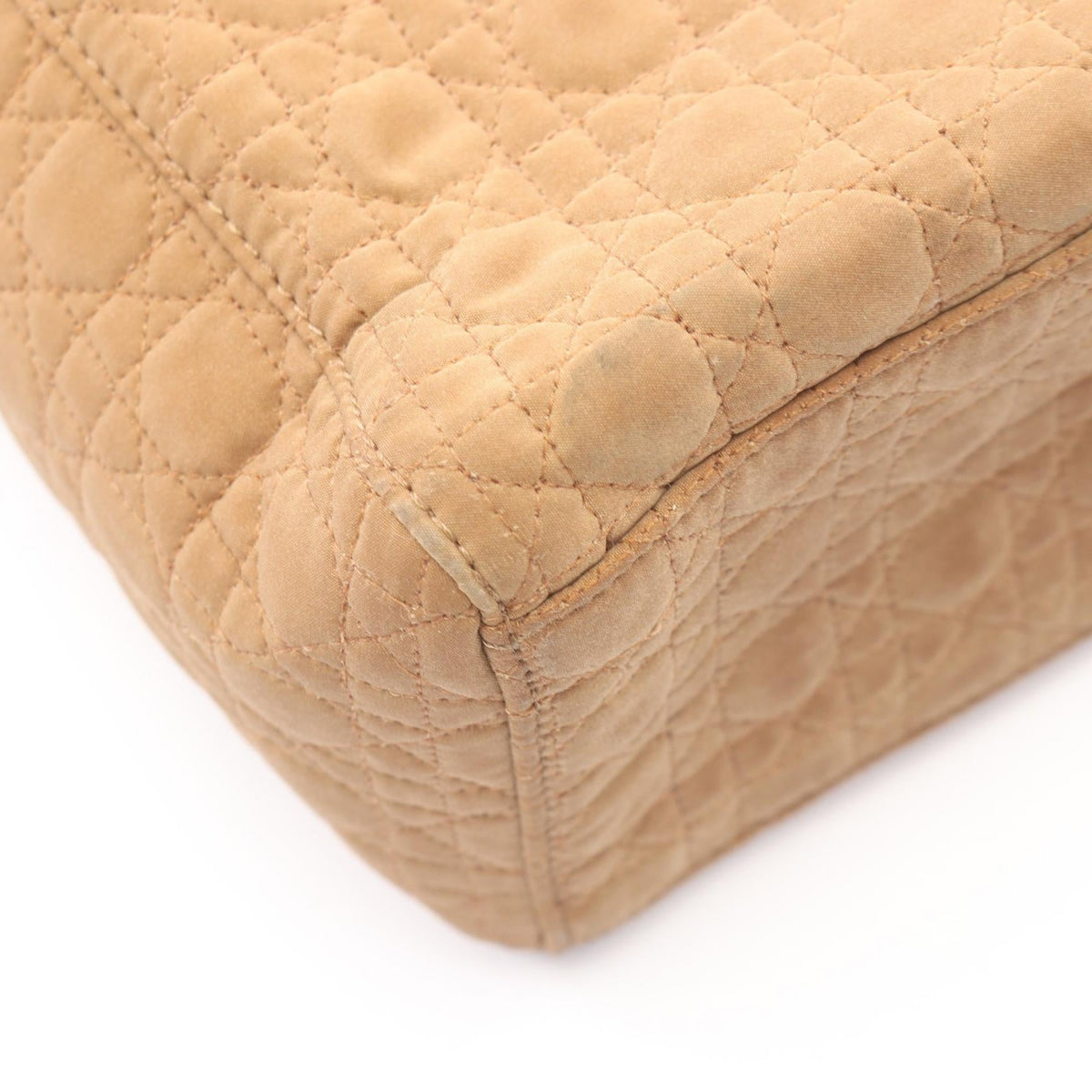 DIOR Christian Dior Lady Dior Large Cannage Tote Hand Bag Nylon Beige Used Women image 8