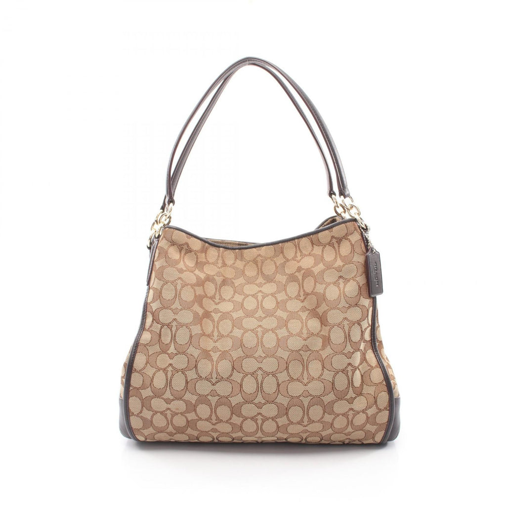 COACH Coach Outline Signature Phoebe Shoulder Bag Beige/Brown Canvas×leather F36424 image 1