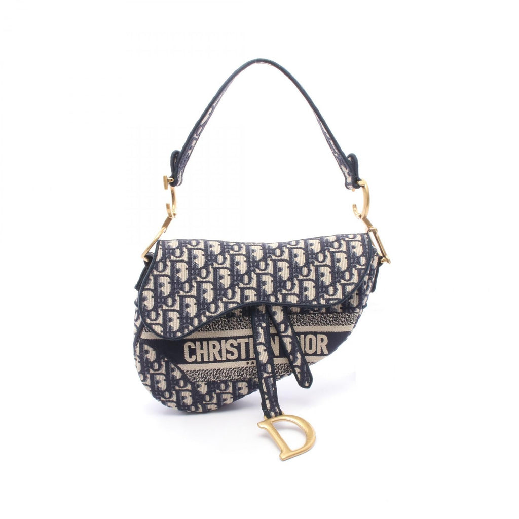 DIOR Dior Saddle Oblique Handbag Navy/Beige Canvas image 1