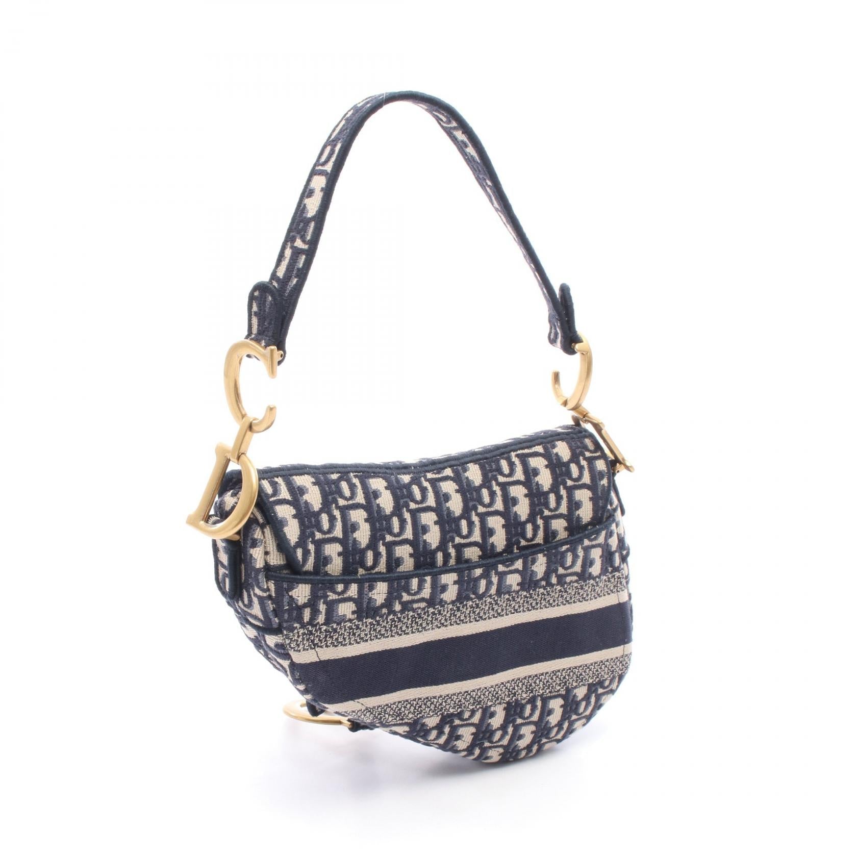 DIOR Dior Saddle Oblique Handbag Navy/Beige Canvas image 2