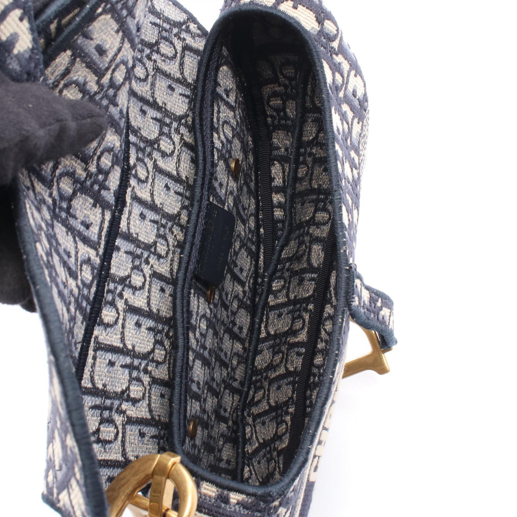 DIOR Dior Saddle Oblique Handbag Navy/Beige Canvas image 3