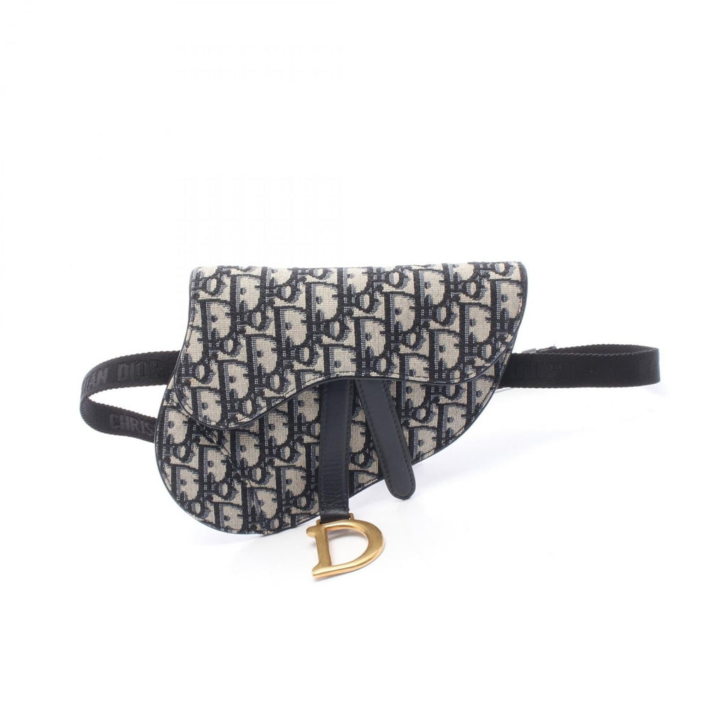 DIOR Dior Saddle Oblique Waist Bag Navy/Beige Canvas×leather image 1