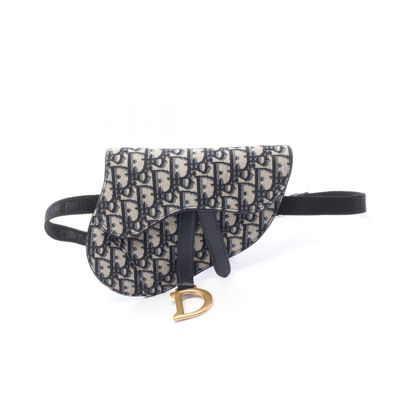 DIOR Dior Saddle Oblique Waist Bag Navy/Beige Canvas×leather image 1