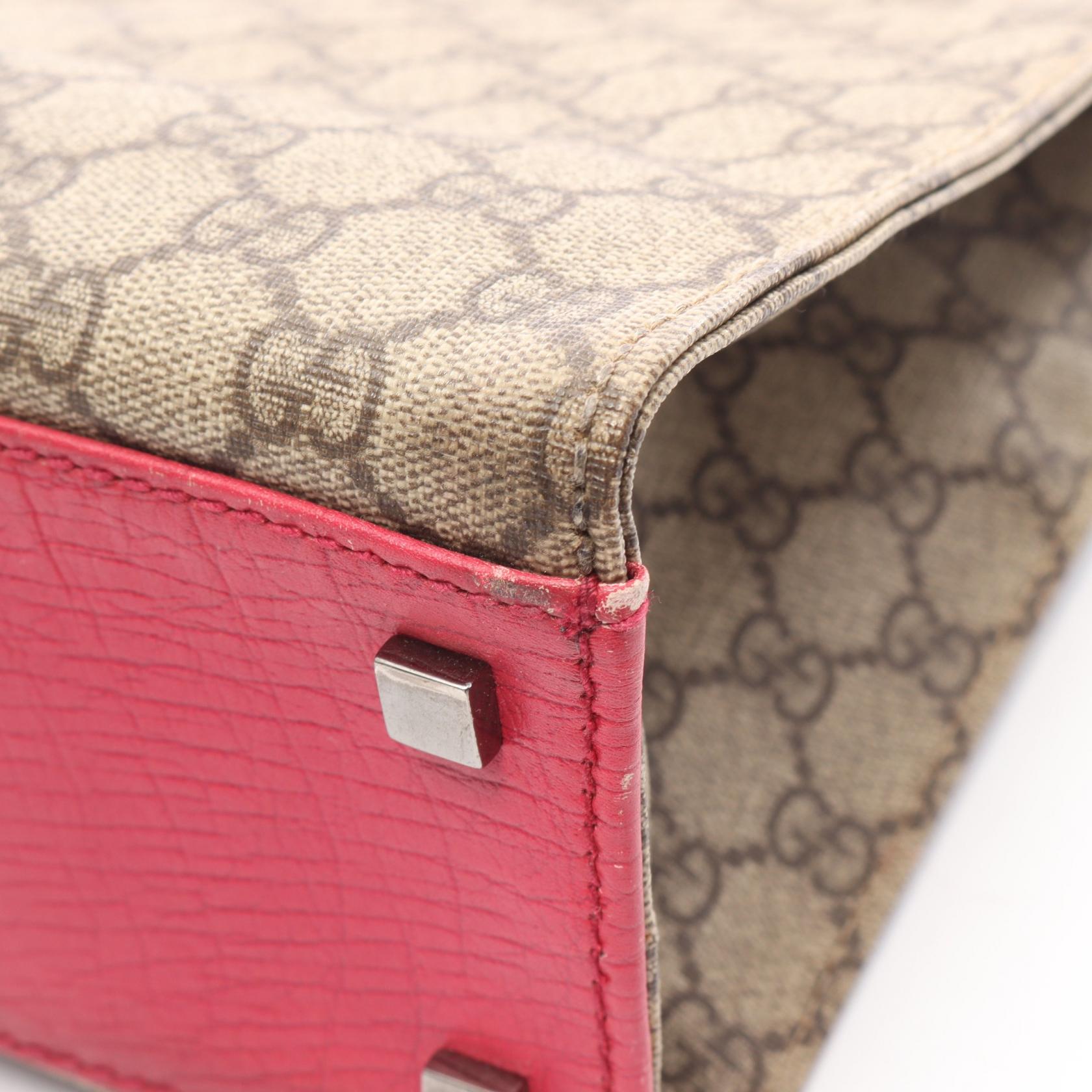 GUCCI Gucci Gg Supreme Tote Bag Beige/Pink Pvc Coated Canvas×leather 91249 image 10