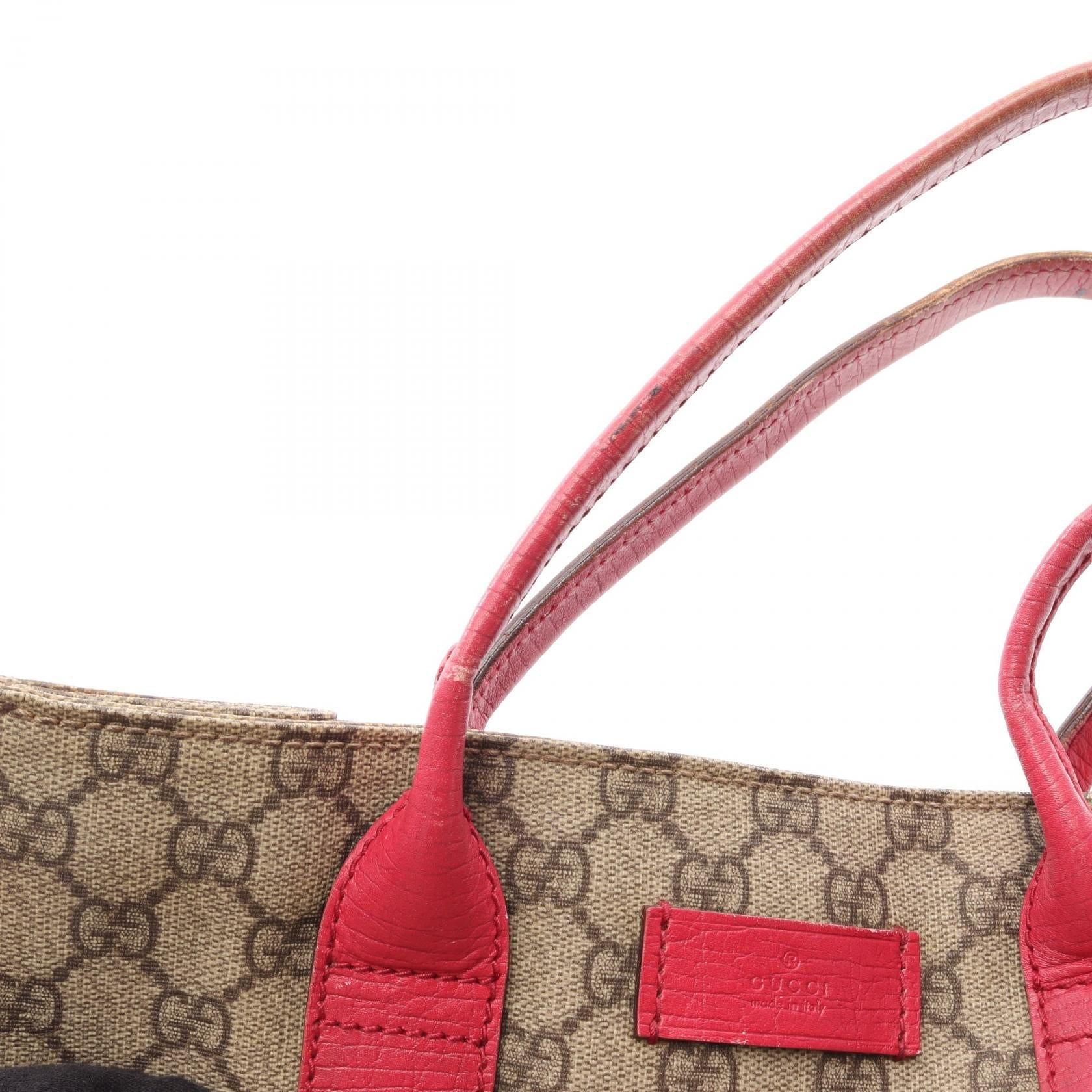GUCCI Gucci Gg Supreme Tote Bag Beige/Pink Pvc Coated Canvas×leather 91249 image 16