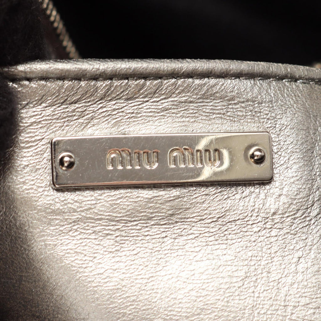 MIU MIU Miu Miu Nappa Crystal Matelassé 2way Shoulder Bag Silver Leather image 4