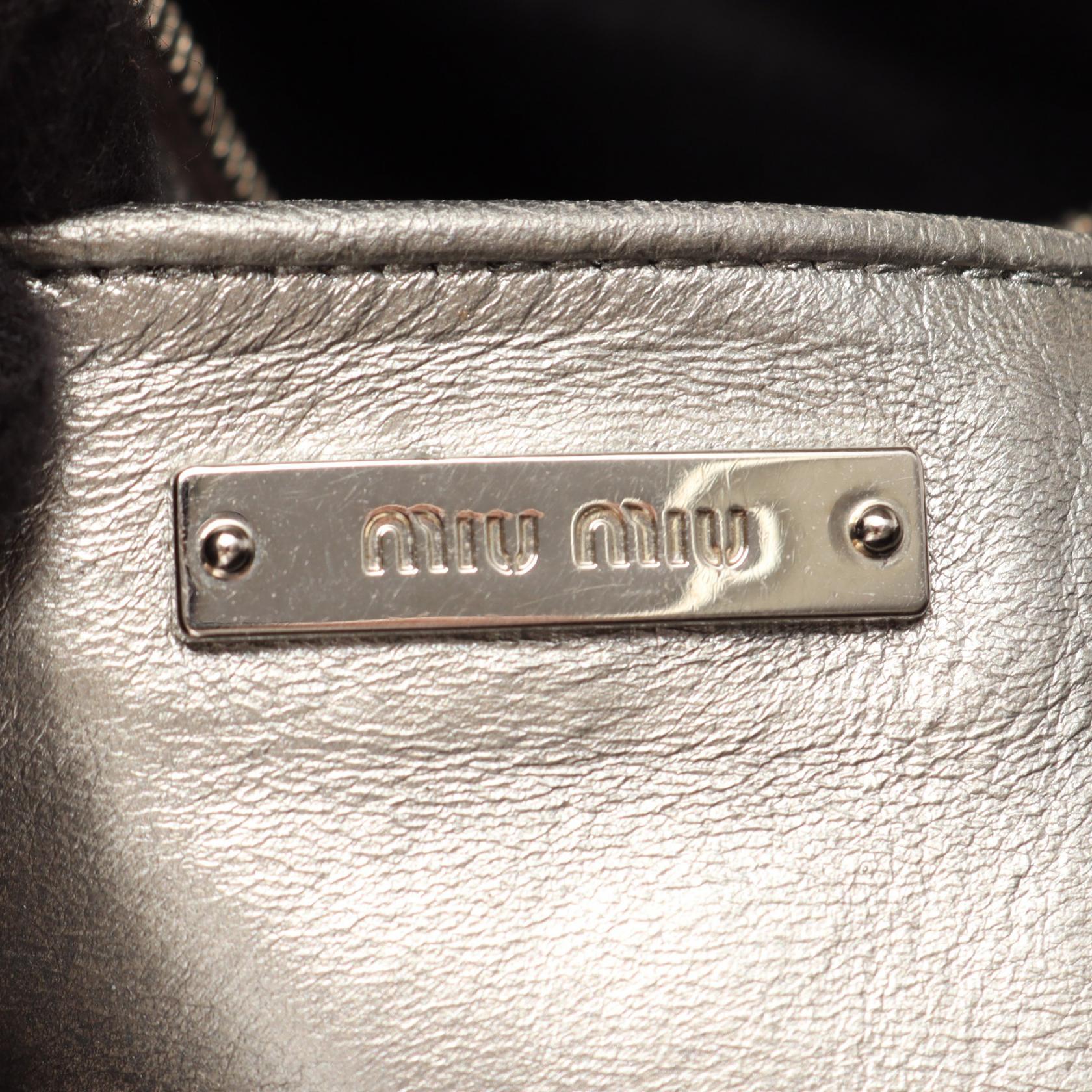 MIU MIU Miu Miu Nappa Crystal Matelassé 2way Shoulder Bag Silver Leather image 4