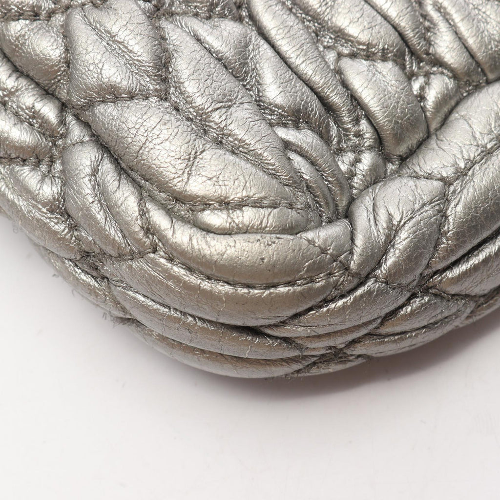 MIU MIU Miu Miu Nappa Crystal Matelassé 2way Shoulder Bag Silver Leather image 7