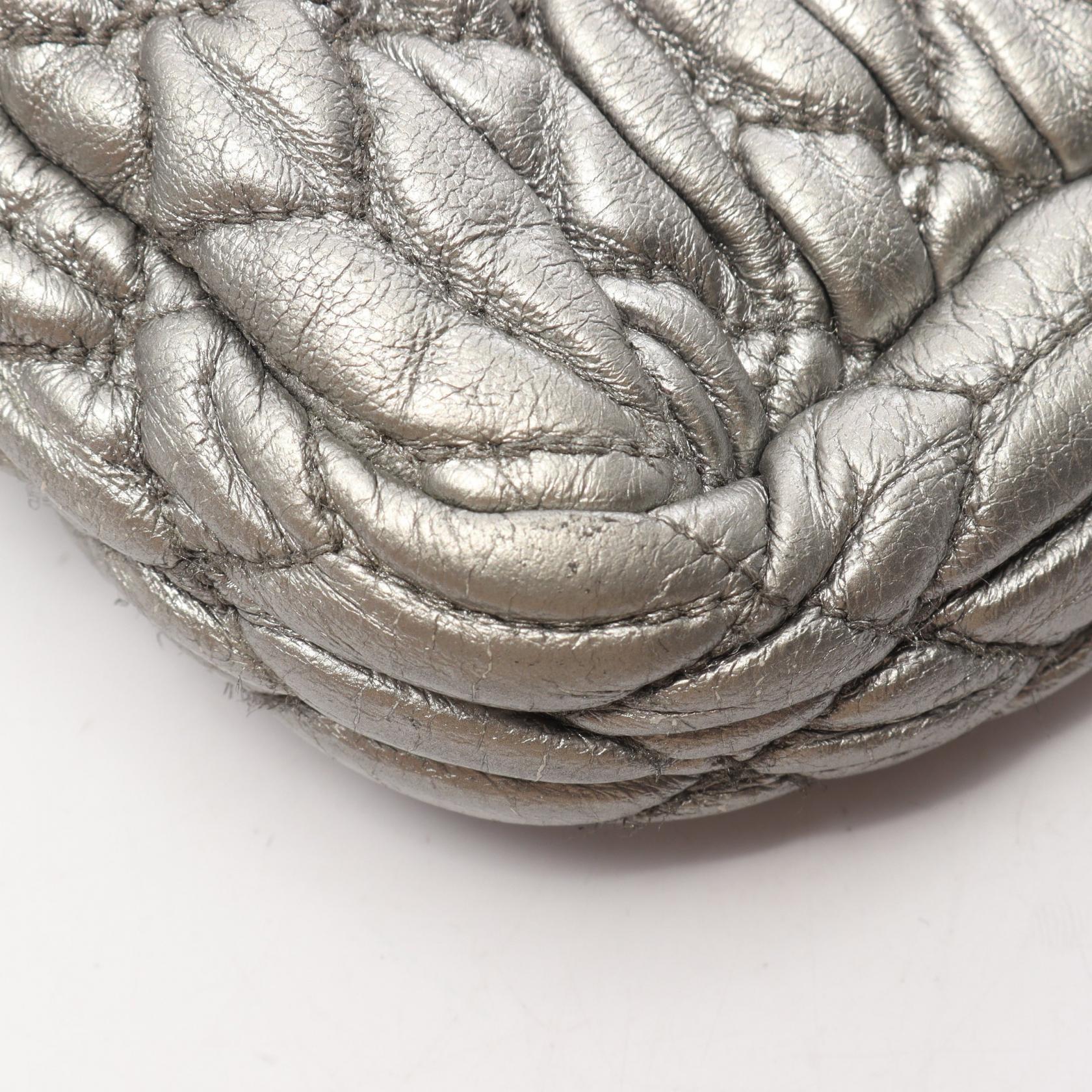MIU MIU Miu Miu Nappa Crystal Matelassé 2way Shoulder Bag Silver Leather image 7