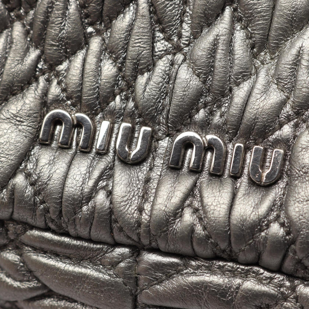 MIU MIU Miu Miu Nappa Crystal Matelassé 2way Shoulder Bag Silver Leather image 8