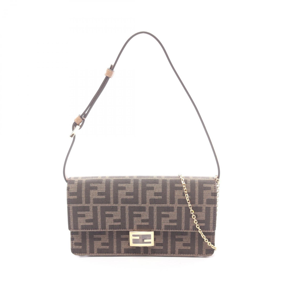 FENDI Fendi Baguette Zucca Chain Shoulder Handbag 8m0498a98pf0a6e Canvas Leather New image 1