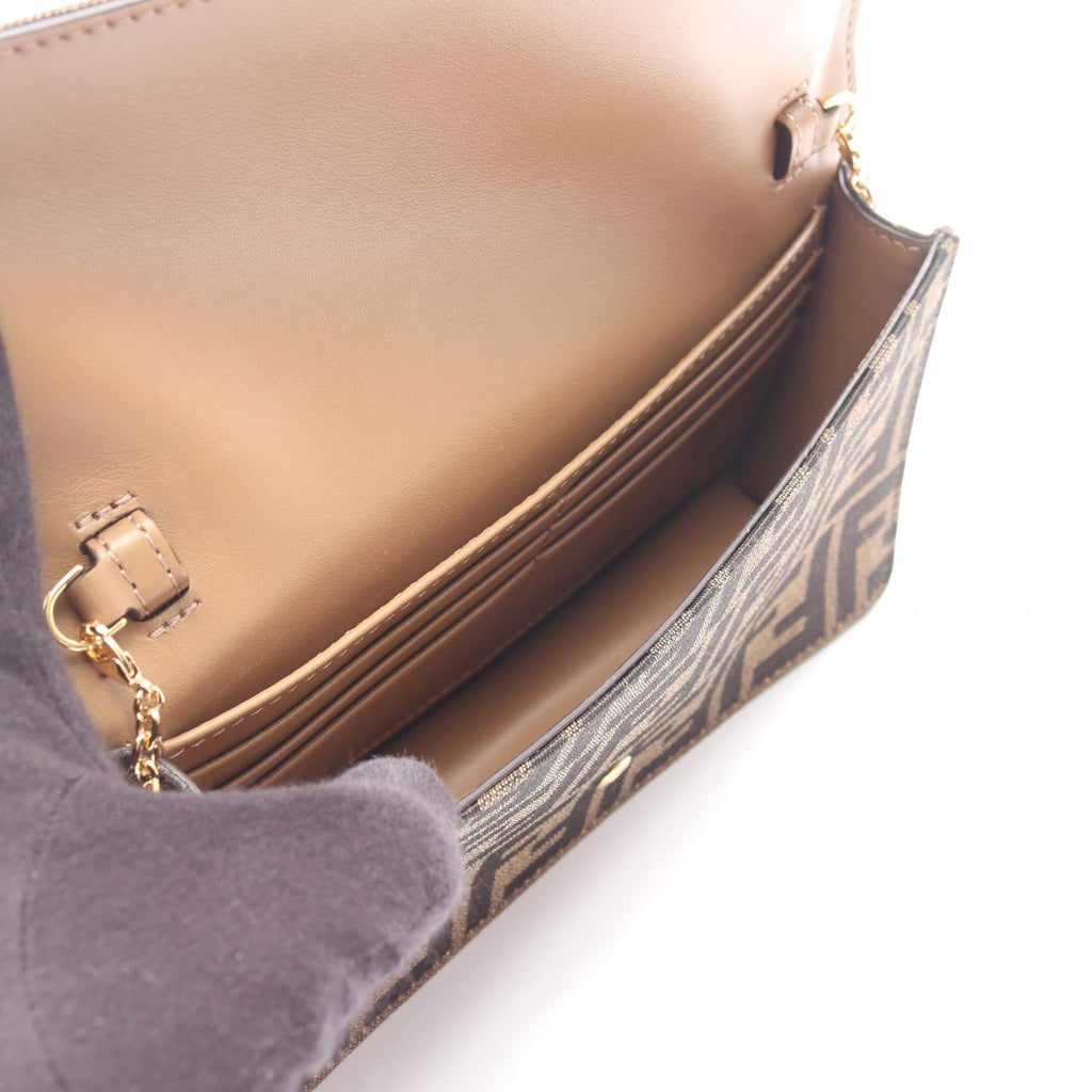 FENDI Fendi Baguette Zucca Chain Shoulder Handbag 8m0498a98pf0a6e Canvas Leather New image 3