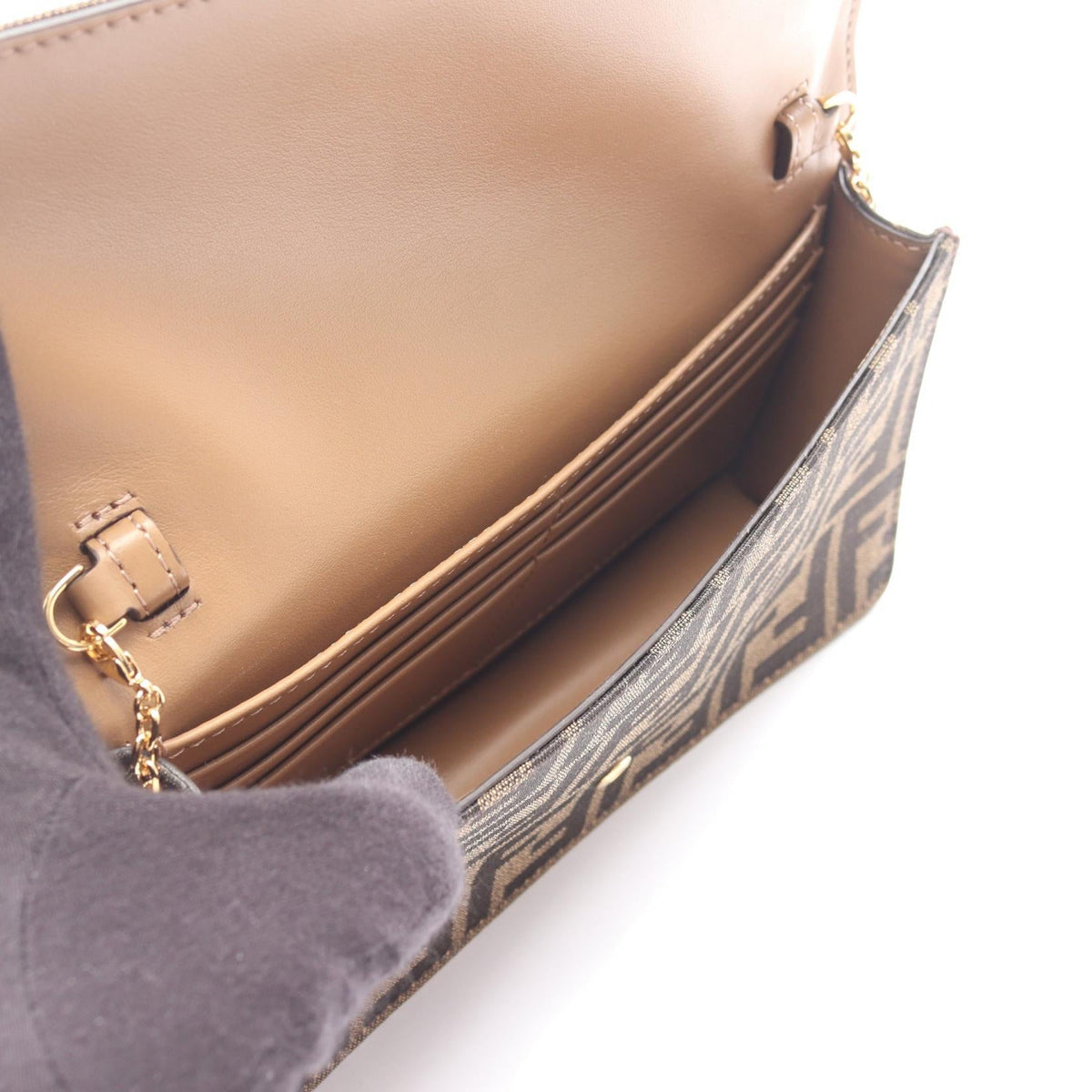 FENDI Fendi Baguette Zucca Chain Shoulder Handbag 8m0498a98pf0a6e Canvas Leather New image 3