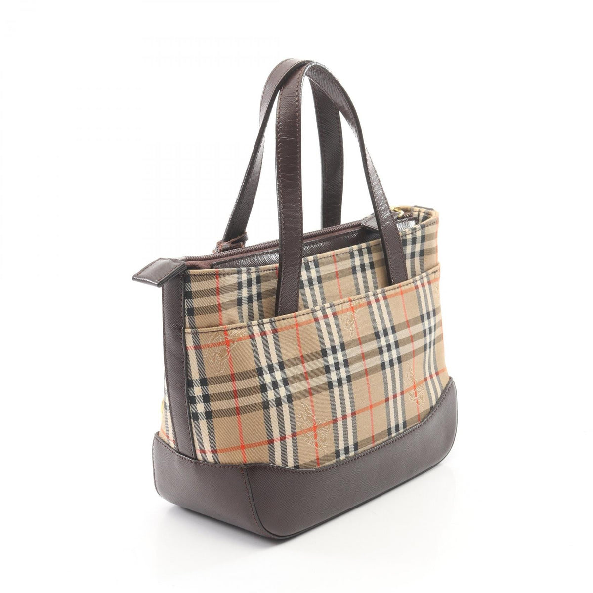 BURBERRY Burberry Hay Market Check Handbag Beige/Brown Canvas×leather image 2