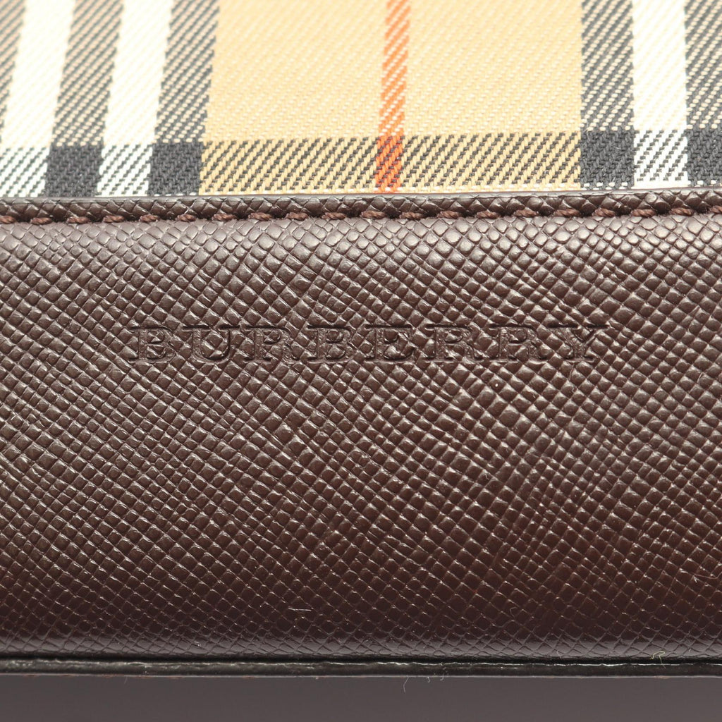 BURBERRY Burberry Hay Market Check Handbag Beige/Brown Canvas×leather image 4