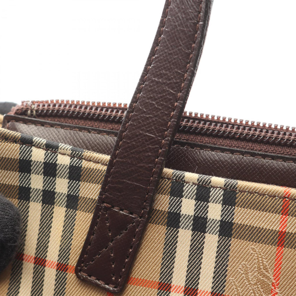 BURBERRY Burberry Hay Market Check Handbag Beige/Brown Canvas×leather image 6