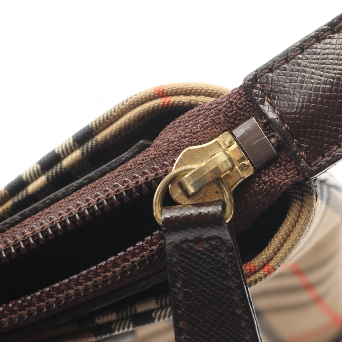 BURBERRY Burberry Hay Market Check Handbag Beige/Brown Canvas×leather image 7