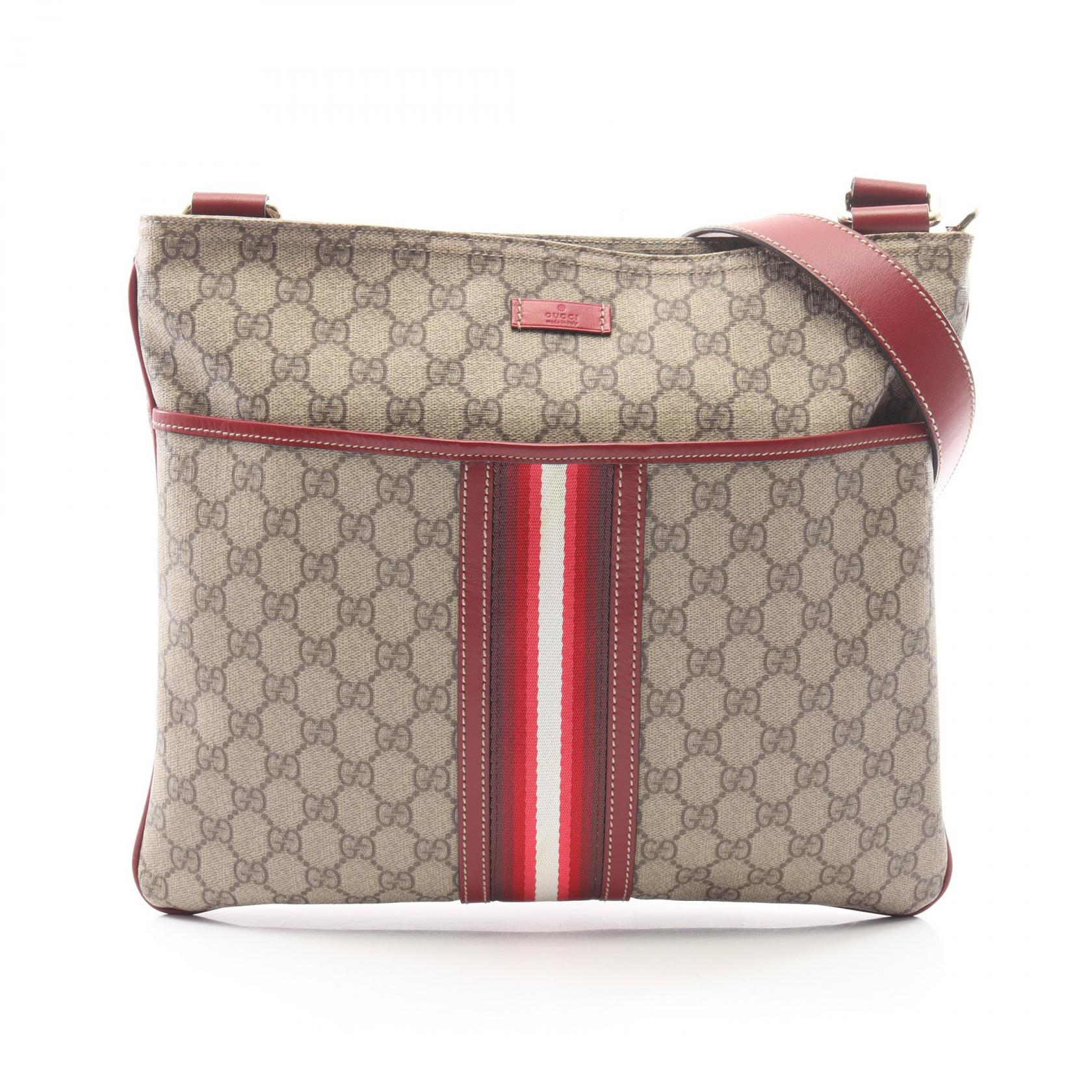 GUCCI Gucci Gg Supreme Shoulder Bag Beige/Red Pvc Coated Canvas×leather 201446 image 1
