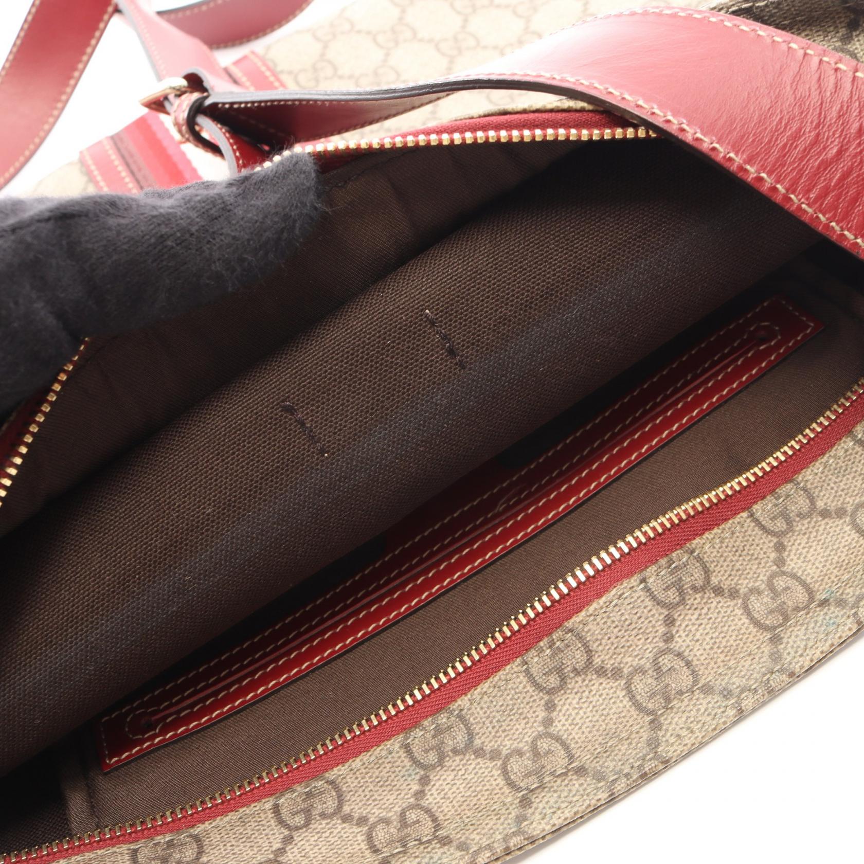 GUCCI Gucci Gg Supreme Shoulder Bag Beige/Red Pvc Coated Canvas×leather 201446 image 8